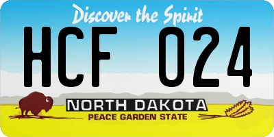 ND license plate HCF024