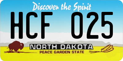 ND license plate HCF025