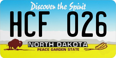 ND license plate HCF026