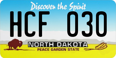 ND license plate HCF030