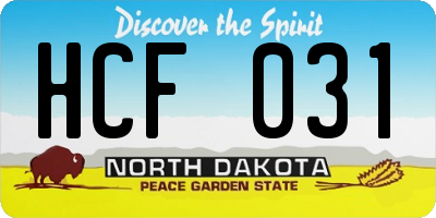 ND license plate HCF031