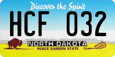 ND license plate HCF032