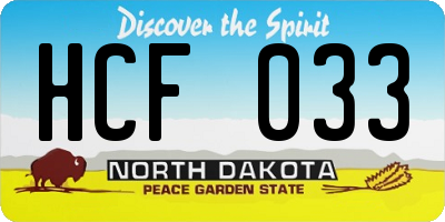 ND license plate HCF033