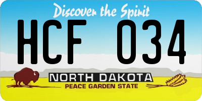 ND license plate HCF034