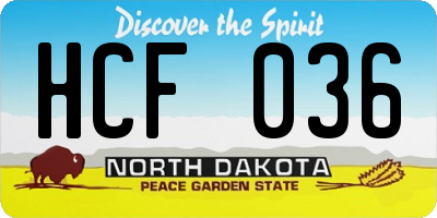 ND license plate HCF036