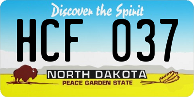 ND license plate HCF037