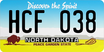 ND license plate HCF038