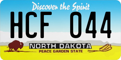 ND license plate HCF044