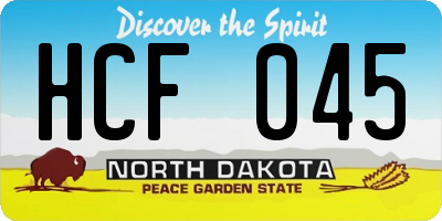 ND license plate HCF045