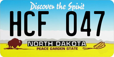 ND license plate HCF047