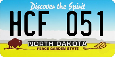 ND license plate HCF051