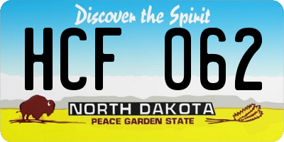 ND license plate HCF062