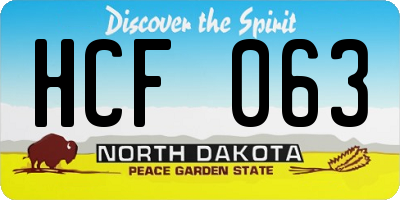 ND license plate HCF063