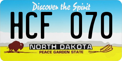 ND license plate HCF070