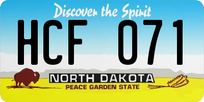 ND license plate HCF071