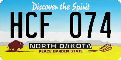 ND license plate HCF074
