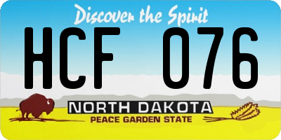 ND license plate HCF076