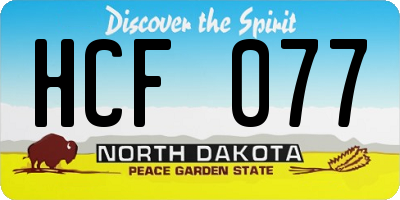 ND license plate HCF077