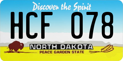 ND license plate HCF078