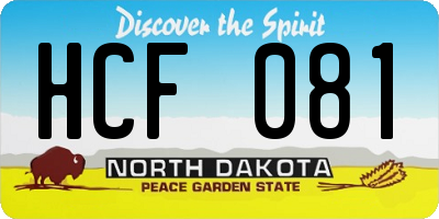 ND license plate HCF081
