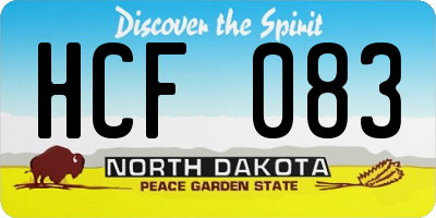 ND license plate HCF083