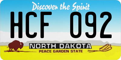 ND license plate HCF092