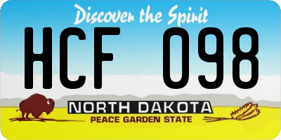 ND license plate HCF098