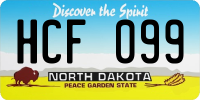 ND license plate HCF099