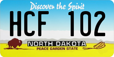 ND license plate HCF102