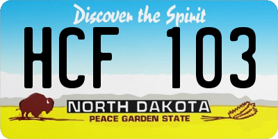 ND license plate HCF103