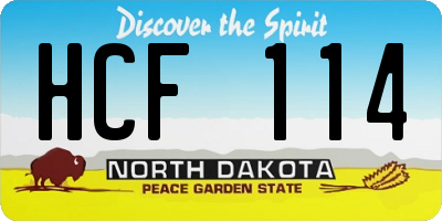 ND license plate HCF114