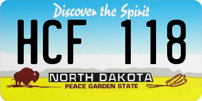 ND license plate HCF118