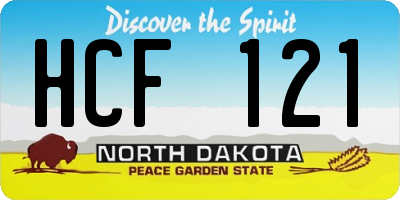 ND license plate HCF121