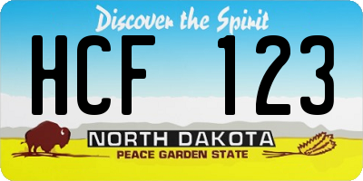 ND license plate HCF123