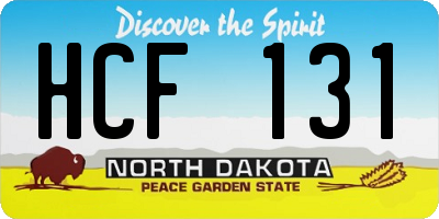 ND license plate HCF131