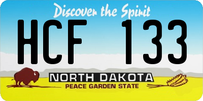 ND license plate HCF133