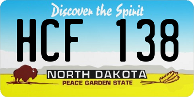 ND license plate HCF138