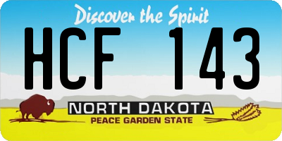 ND license plate HCF143