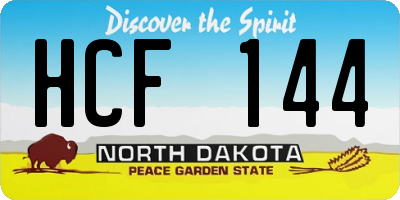 ND license plate HCF144