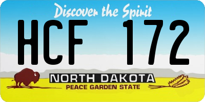 ND license plate HCF172