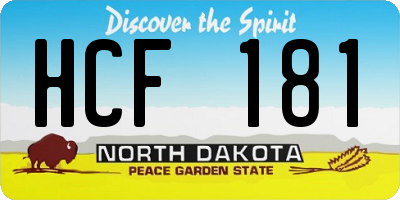 ND license plate HCF181