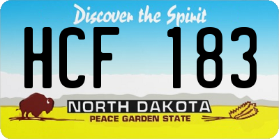 ND license plate HCF183