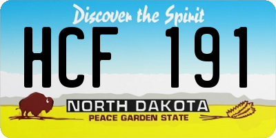 ND license plate HCF191