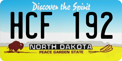 ND license plate HCF192