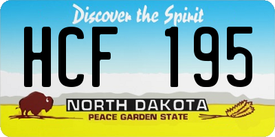 ND license plate HCF195