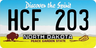 ND license plate HCF203