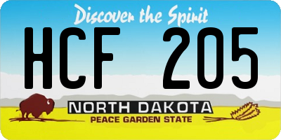 ND license plate HCF205