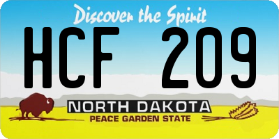 ND license plate HCF209