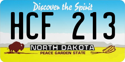 ND license plate HCF213