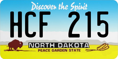 ND license plate HCF215